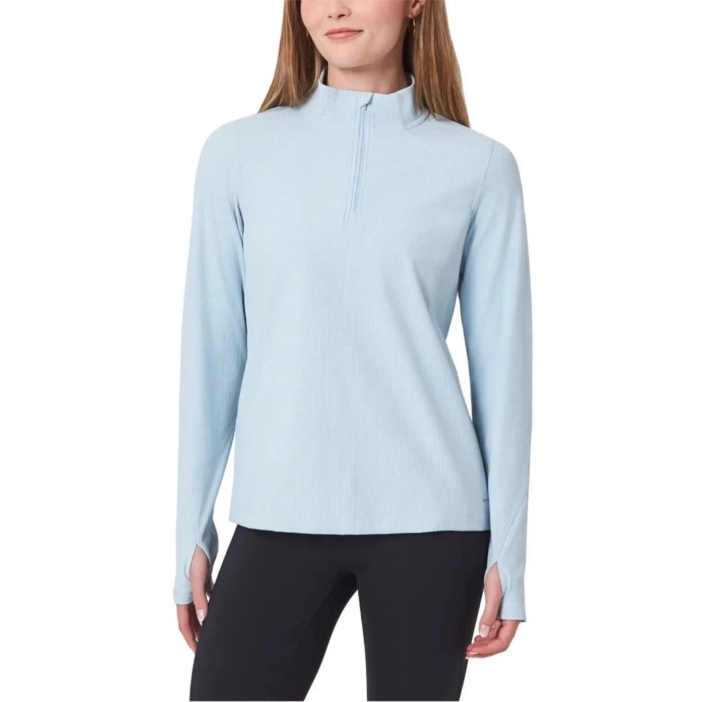 Mondetta Women's Light Blue Active Ribbed 1/4 zip top